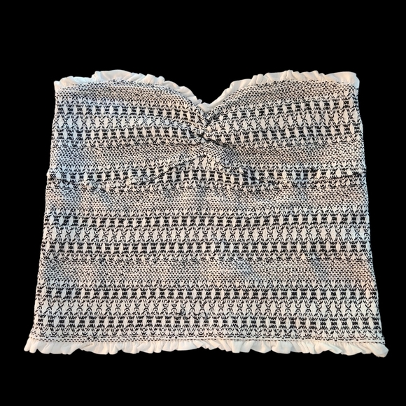 EUC ANTHROPOLOGIE SMOCKED SWEETHEART TUBE TOP BLACK/WHITE SZ L - Picture 2 of 15